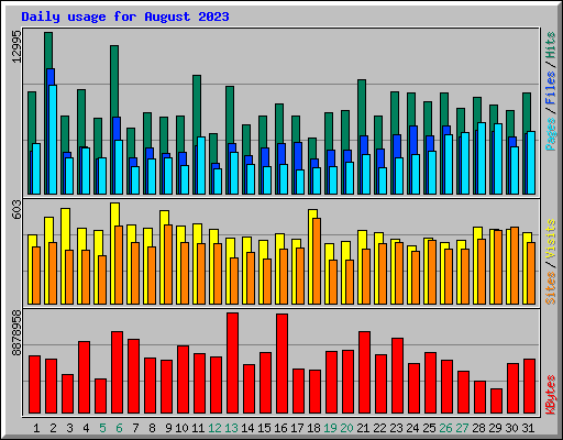 Daily usage for August 2023