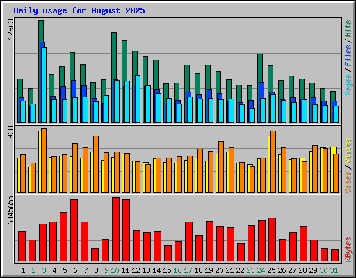Daily usage for August 2025